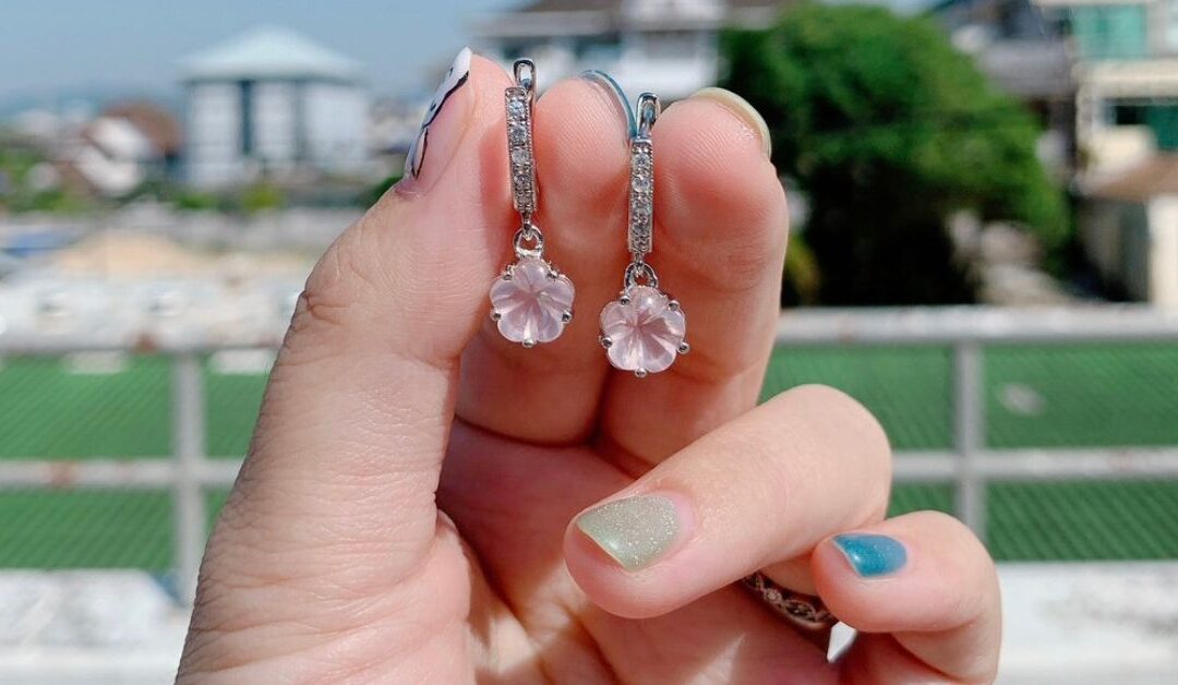 Flower of Rose Quartz Earrings